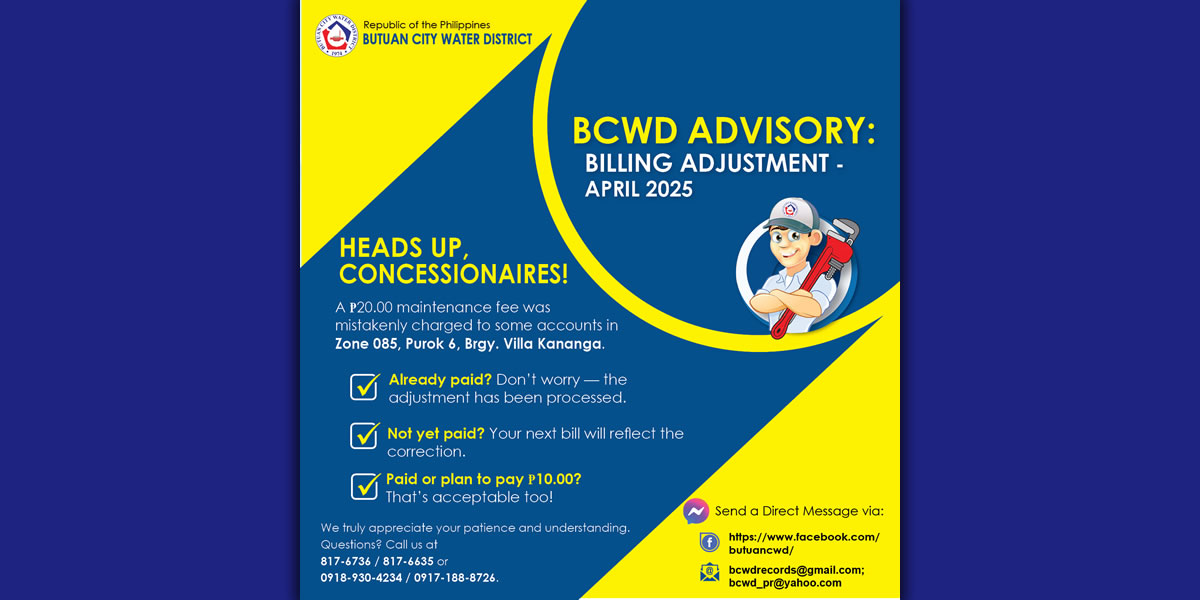 BCWD ADVISORY: Billing Adjustment for April 2025